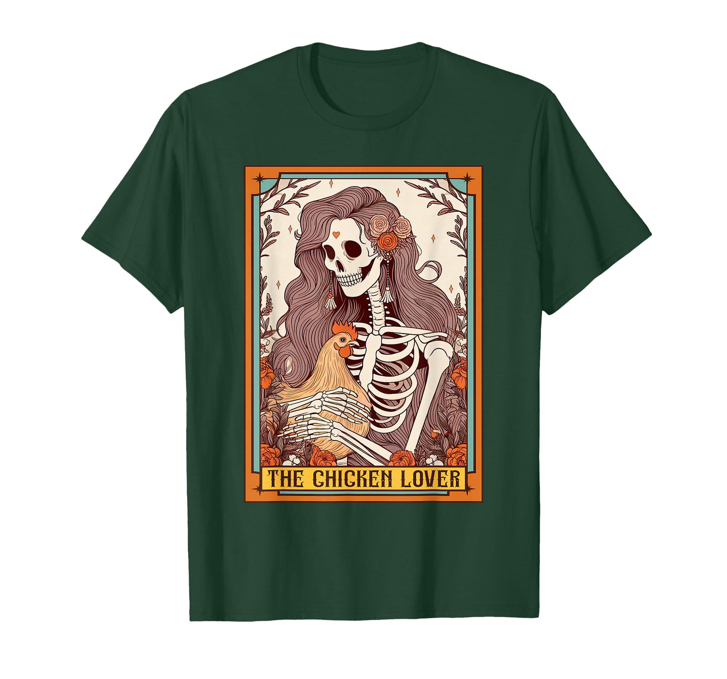 Chicken Mom Farm Life Skeleton The Chicken Lover Tarot Card T-Shirt