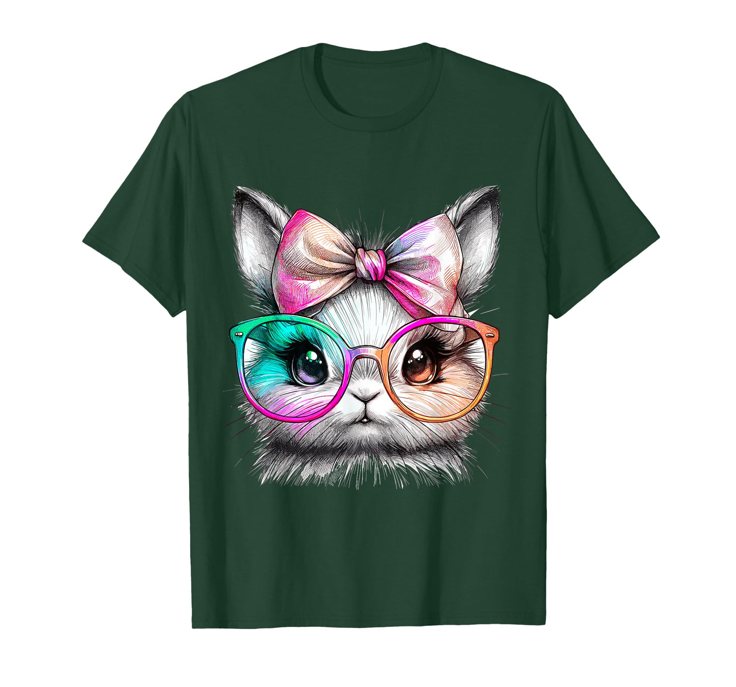 Cute Rabbit with Glasses Tie-Dye Easter Day Bunny T-Shirt