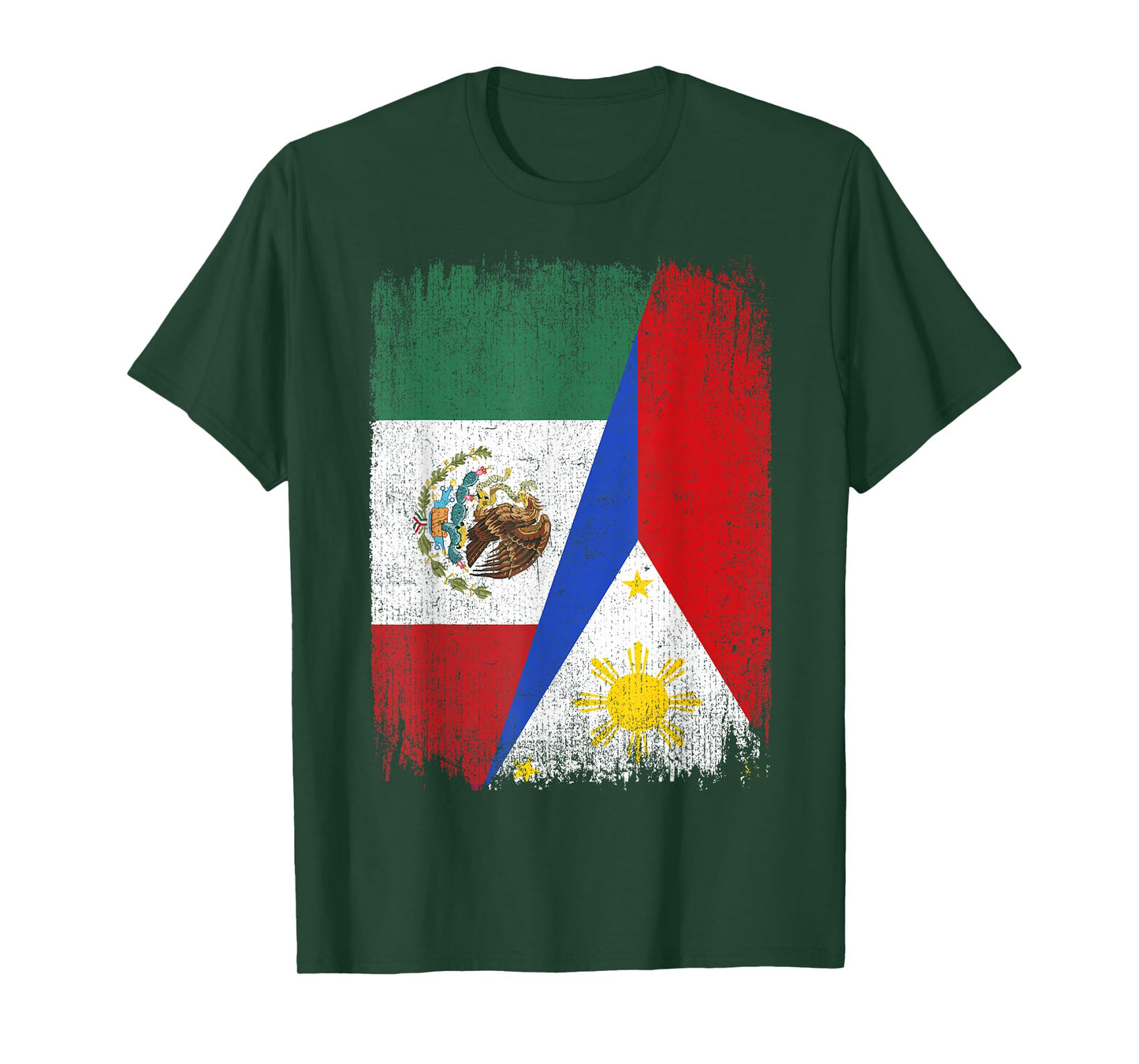 Half Mexico Philippines Flag Mexican Filipino Roots T-Shirt
