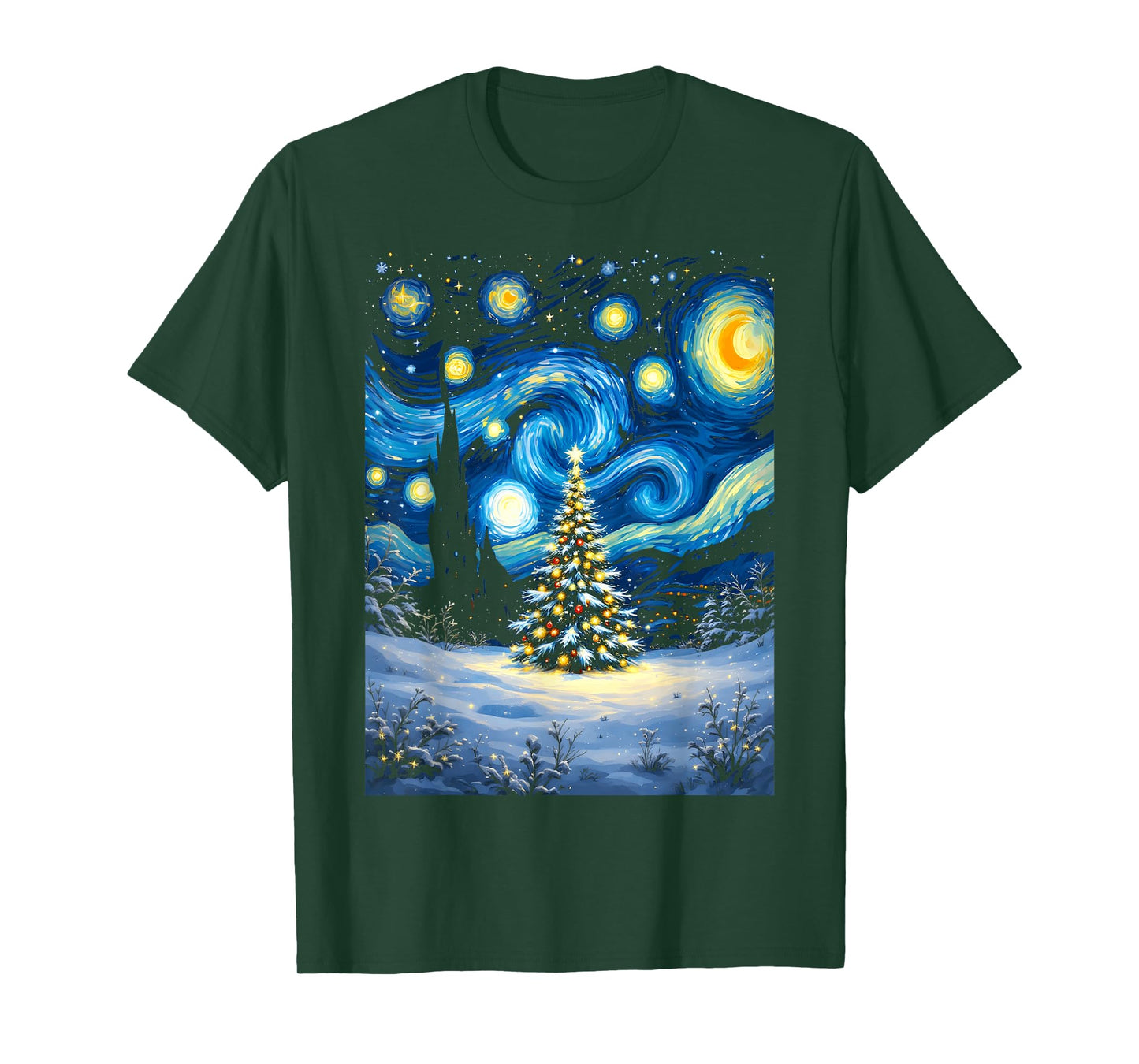 Christmas Tree Starry Night Van Gogh Winter Wonderland T-Shirt