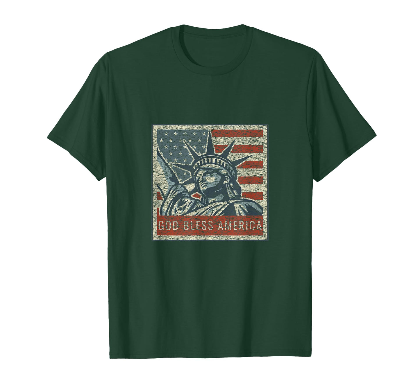 God Bless America Statue Of Liberty USA American Flag T-Shirt for Women Men