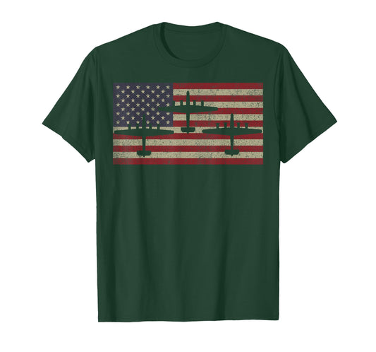 B-24 Liberator WW2 Bomber Plane USA American Flag Women Kids Men T-Shirt