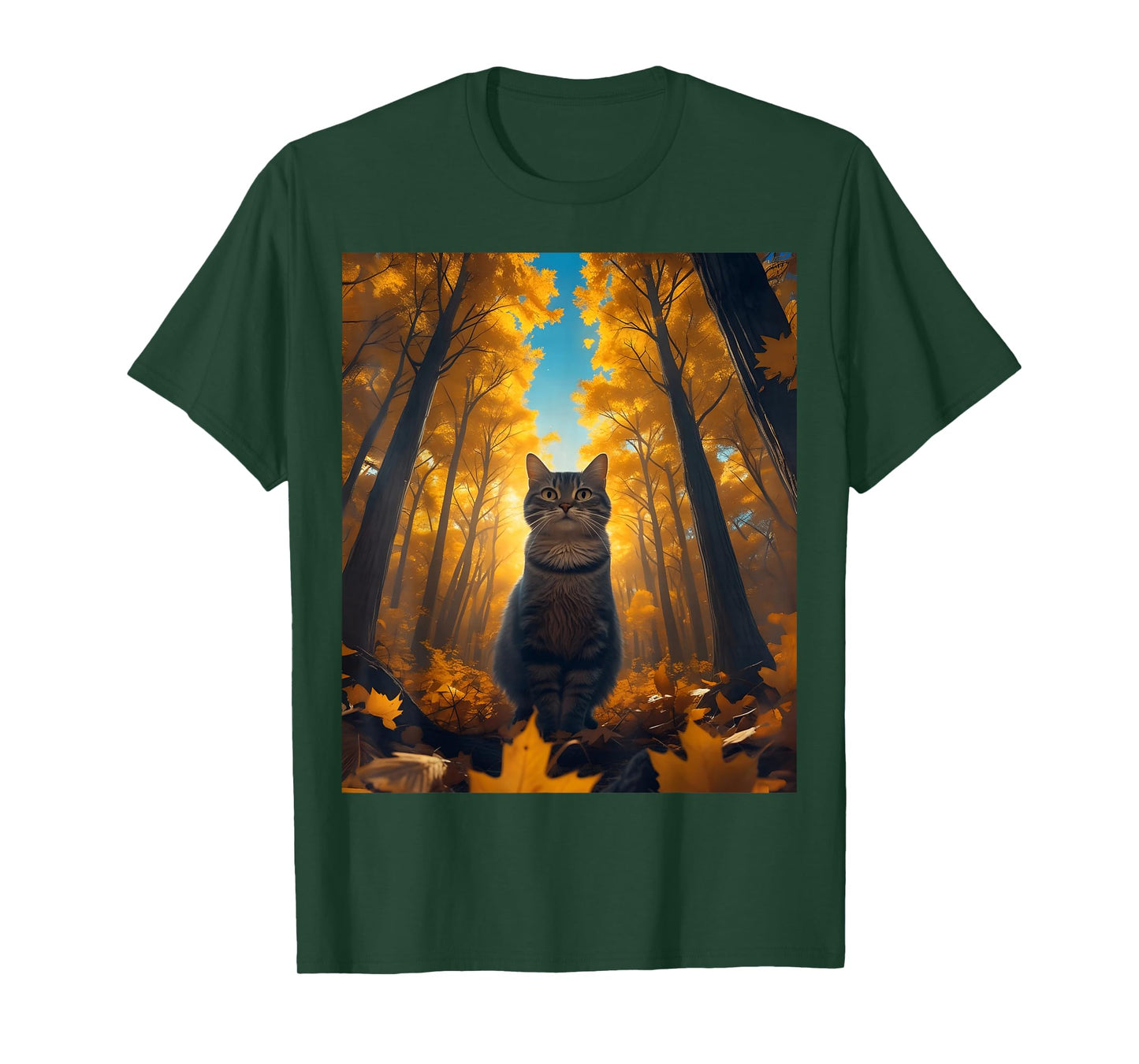 Cute Cat Selfie Kitten Fall Leaves Autumn Animal Lovers T-Shirt