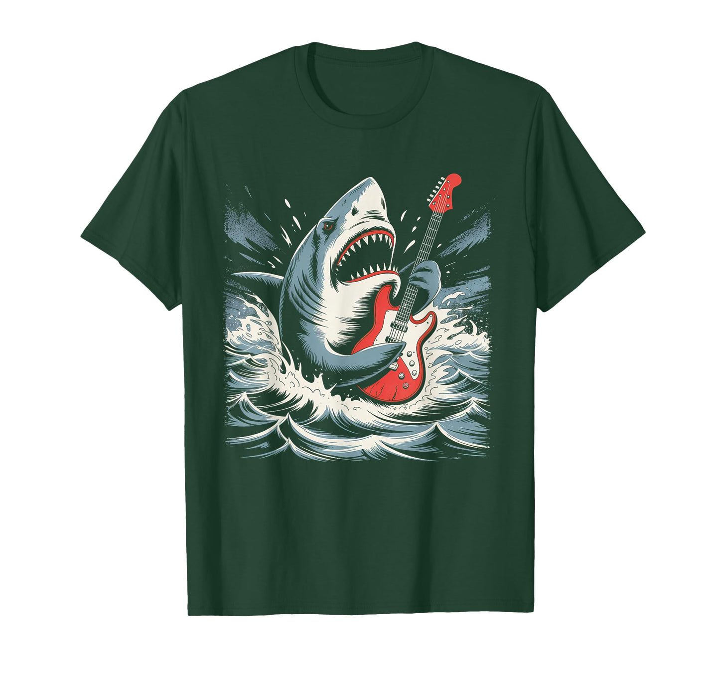 Shark Playing Guitar Guitarist Musician Rock Music Funny T-Shirt