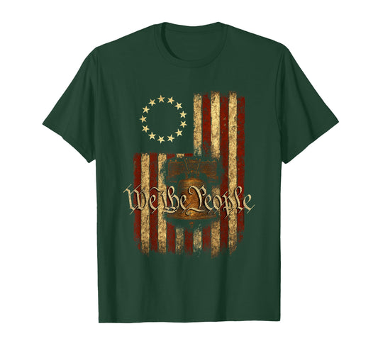 Patriotic USA Betsy Ross Flag Liberty Bell We The People T-Shirt