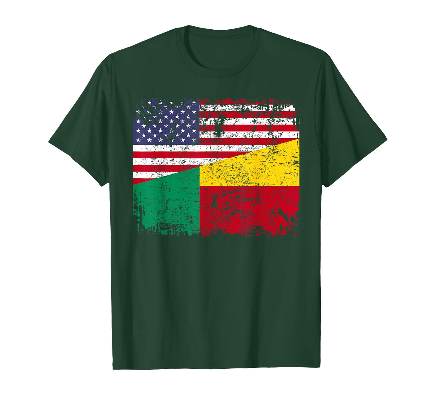 BENINESE ROOTS | Half American Flag | BENIN FLAG T-Shirt