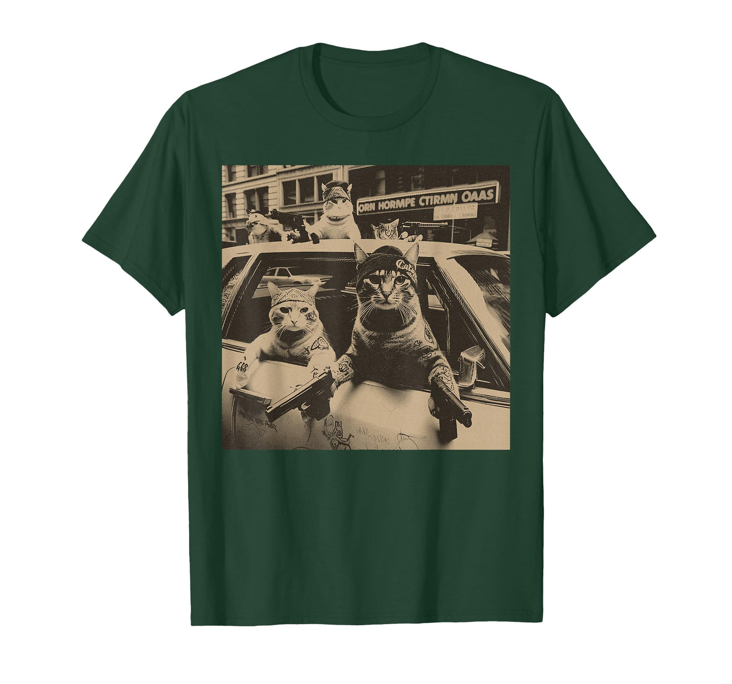 Funny Cat Gang Meme Street Sarcastic Vintage T-Shirt