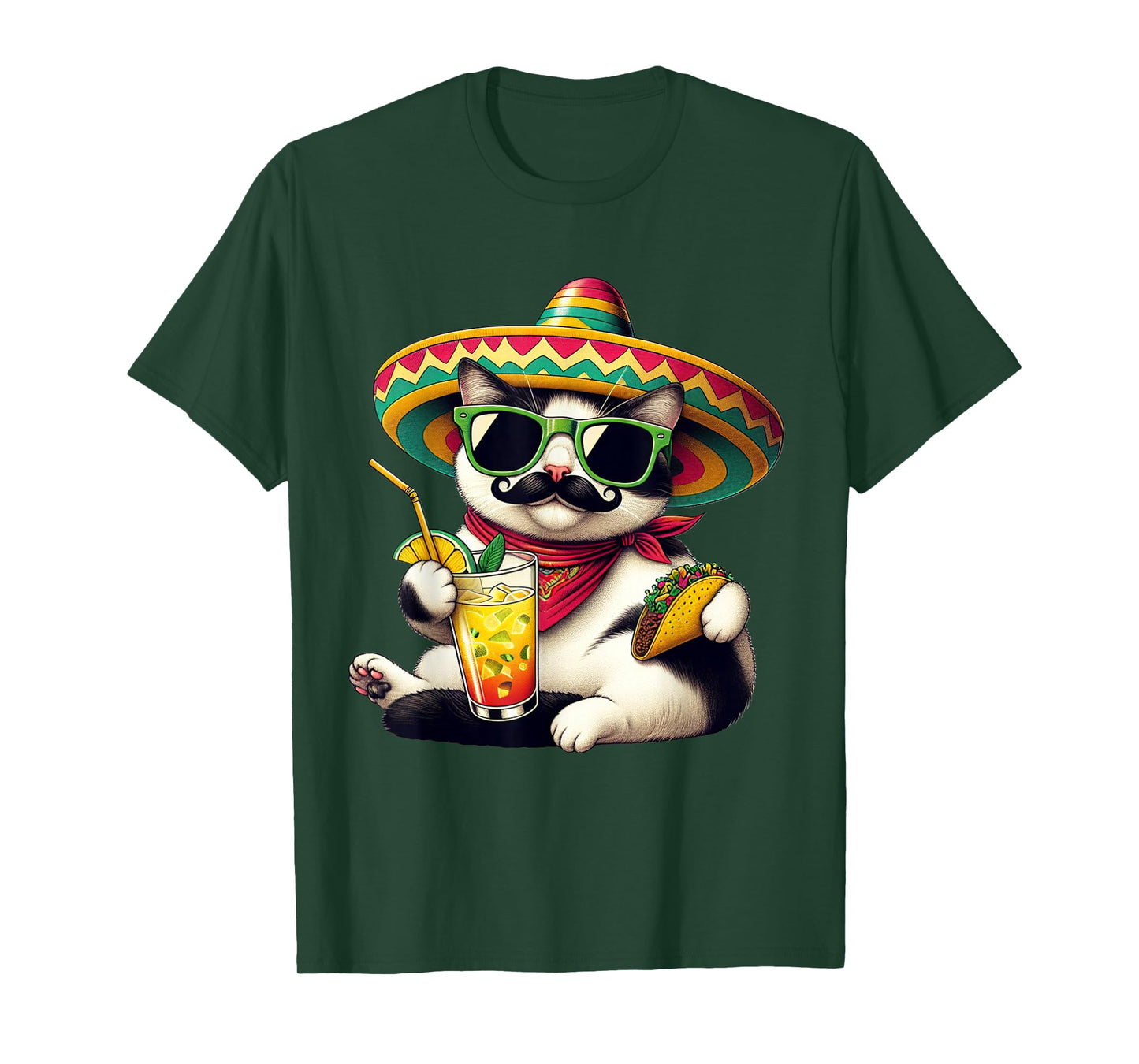 Funny Cinco De Mayo Cat Lovers Tacos Fiesta Humor Funny Meow T-Shirt