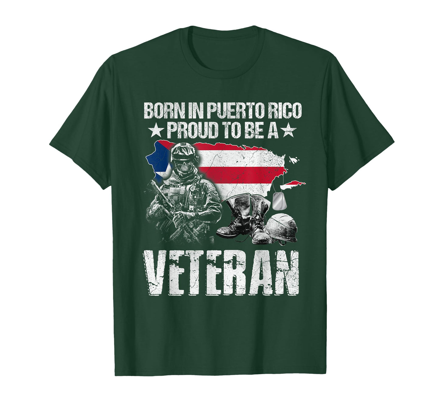 Born In Puerto Rico Proud To Be A Veteran Tshirt T-Shirt