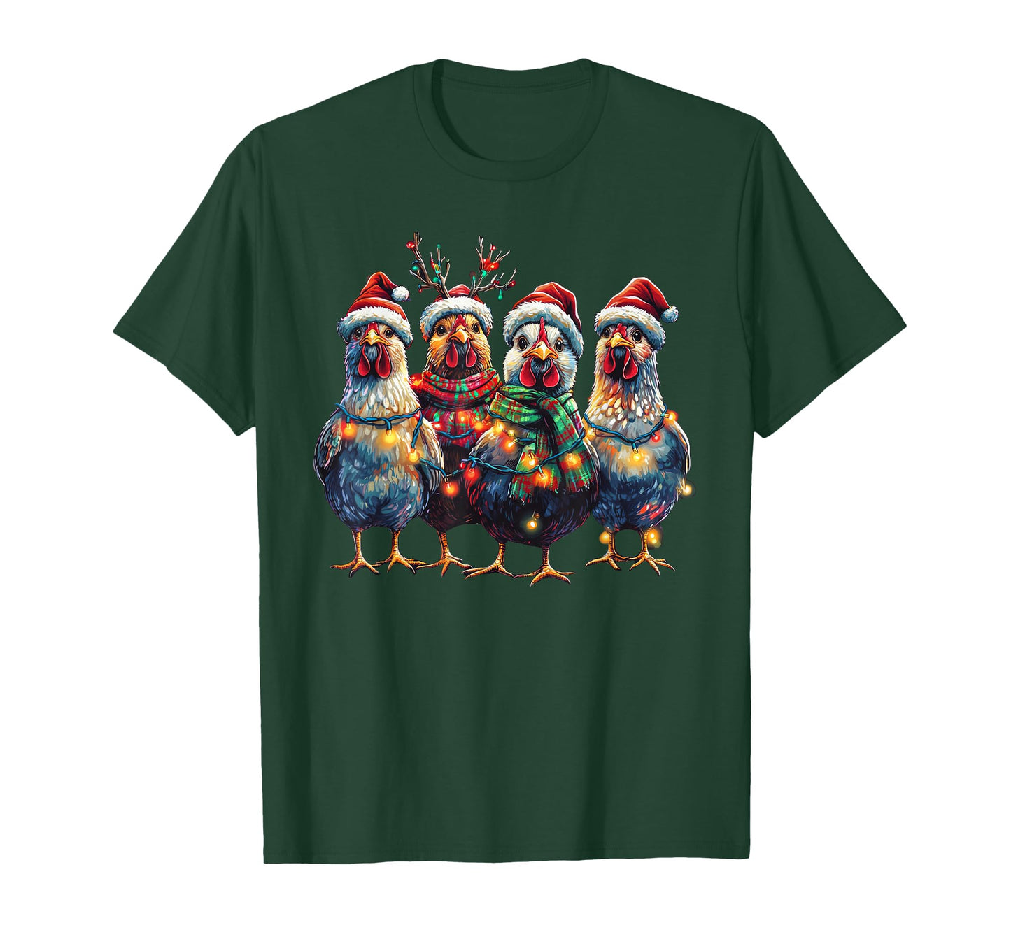 Chicken Christmas Lights Xmas T-Shirt