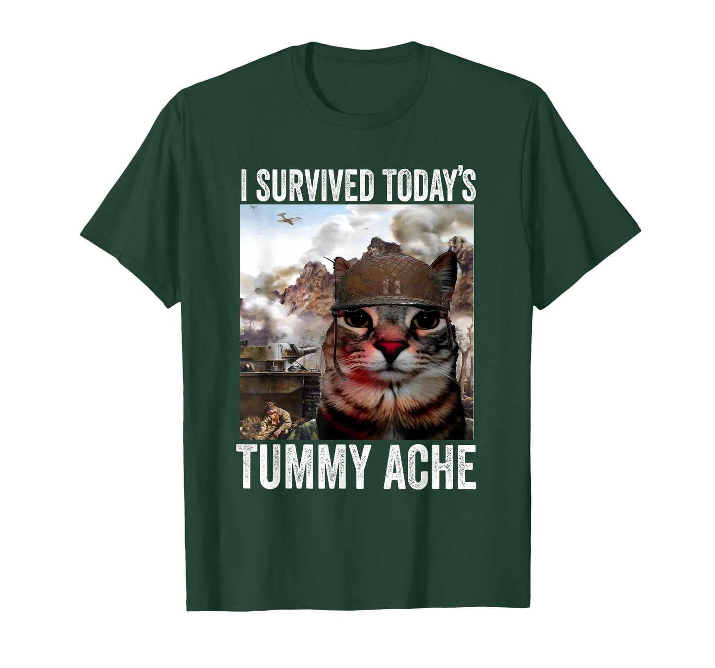 i Survived Today's Tummy ache cat - Lactose Tolerant T-Shirt