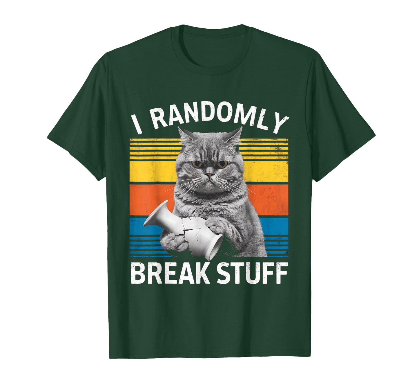 I Randomly Break Stuff Retro Vintage Funny Cat T-Shirt