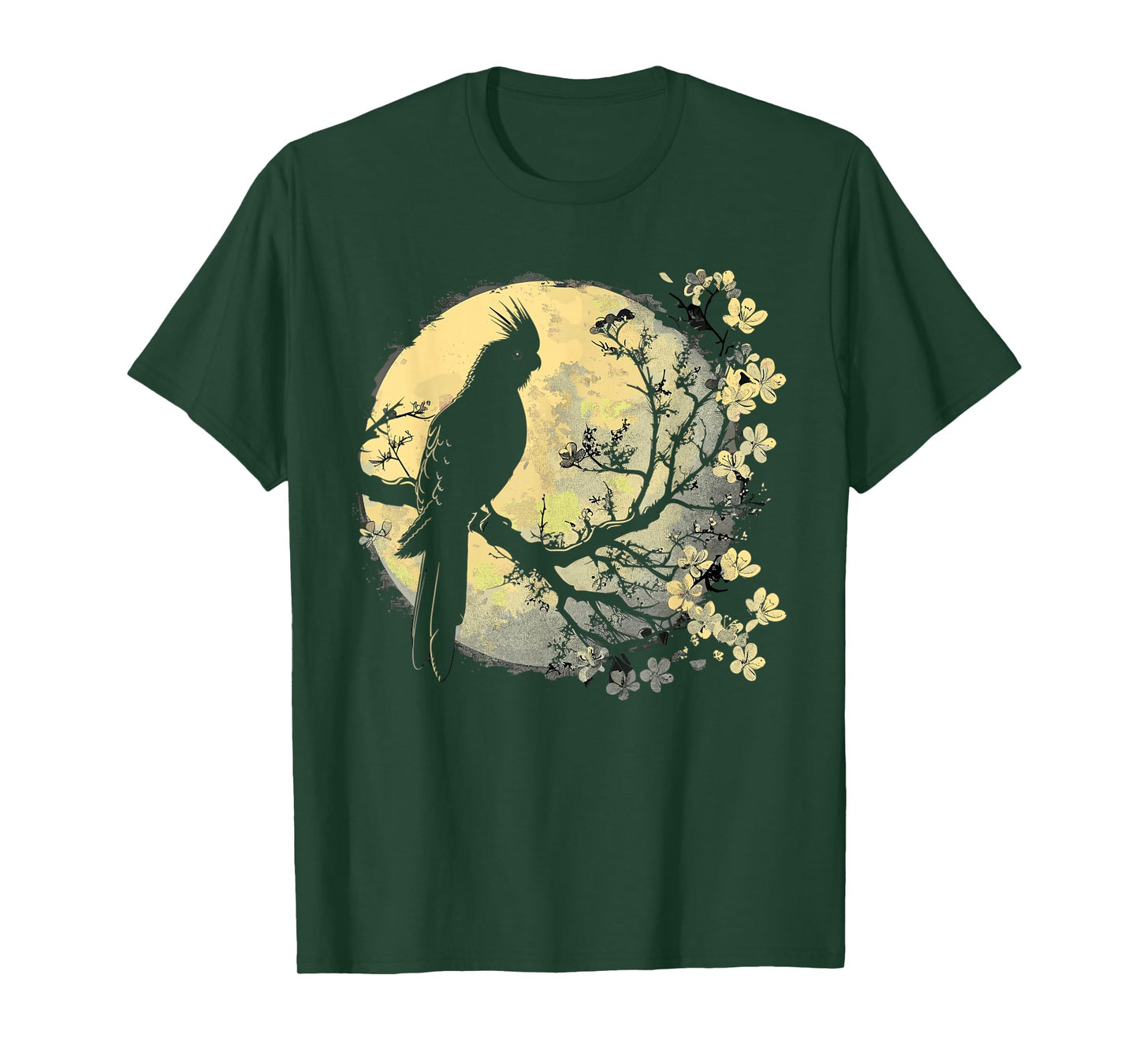 Cockatiel Parrot Lliebhaber Bird Moon and Flowers T-Shirt