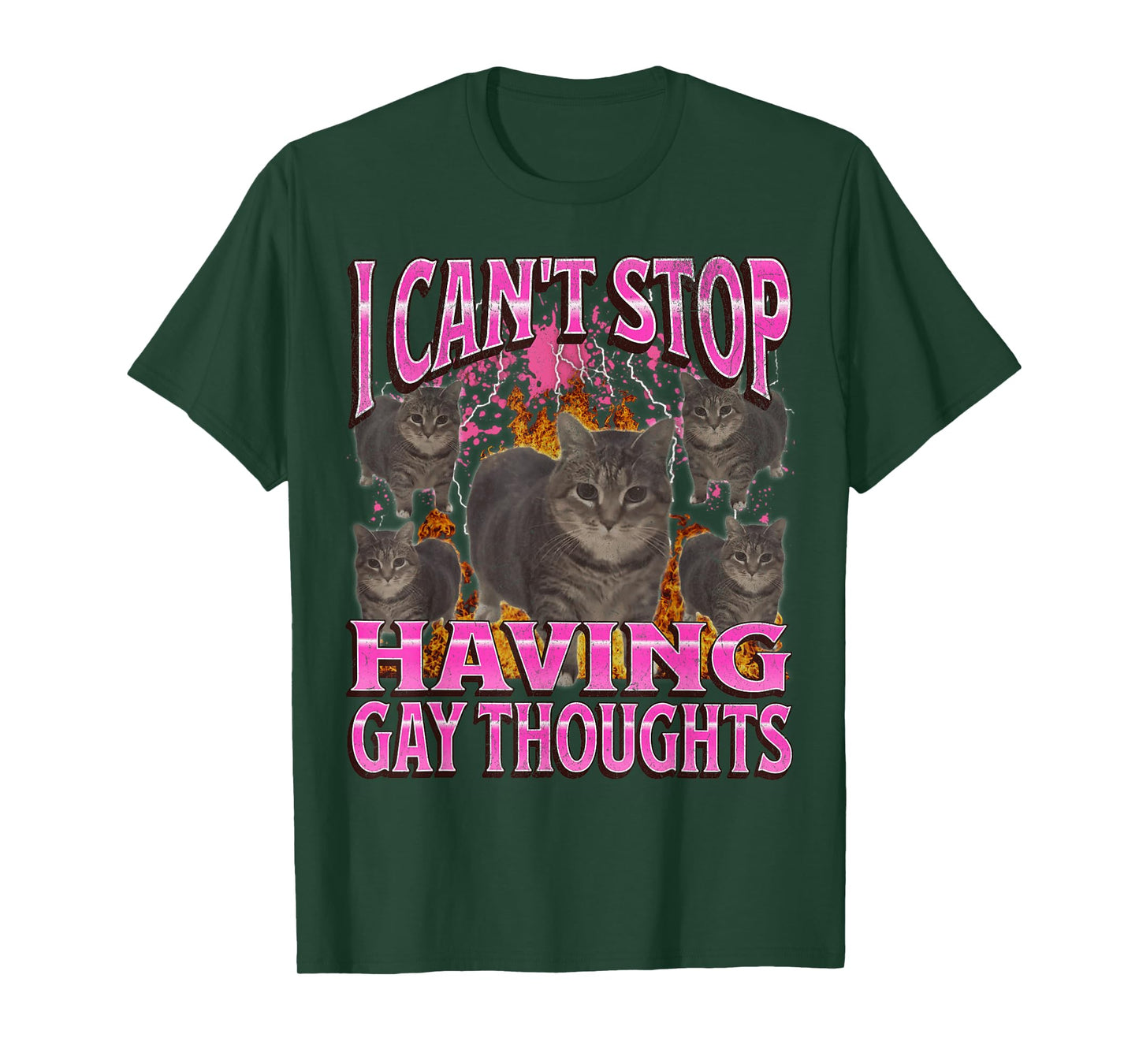 Can't Stop Having Gay Thoughts Funny Cat Meme Bootleg T-Shirt