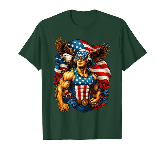 Funny George Washington USA 4th Of July Patriotic Eagle T-Shirt