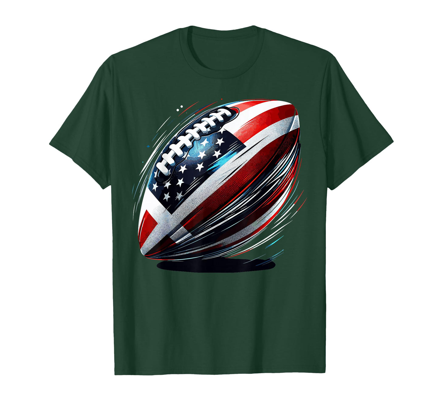 Football USA American Flag Colorful 4th of July Patriotic T-Shirt