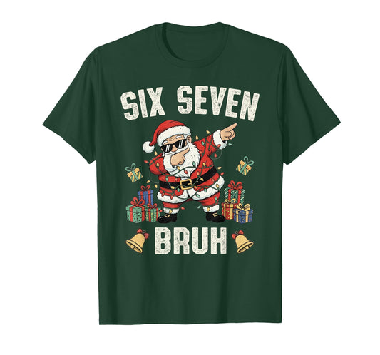 67 Six Seven Funny Christmas 6 7 Meme Santa Dabbing T-Shirt