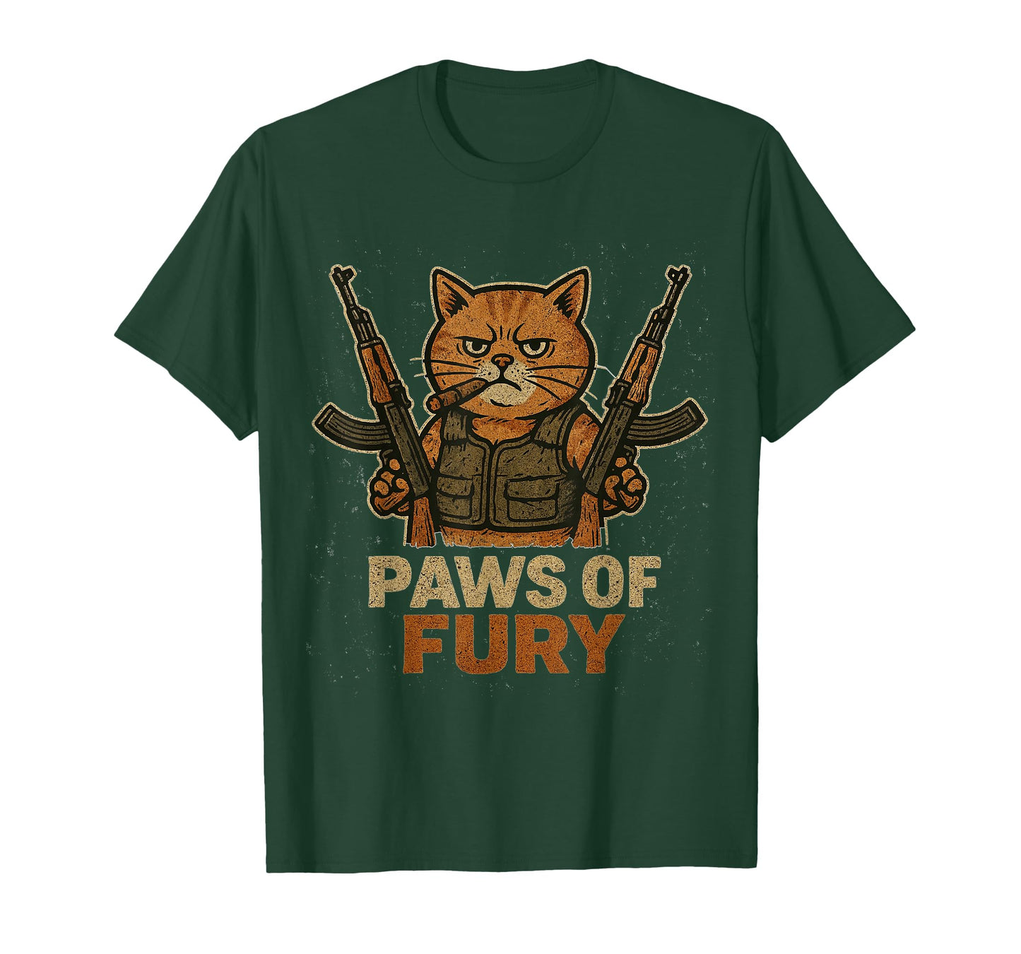 Funny Army Cat with Gun Soldier Fighter kitty Paws of Fury T-Shirt