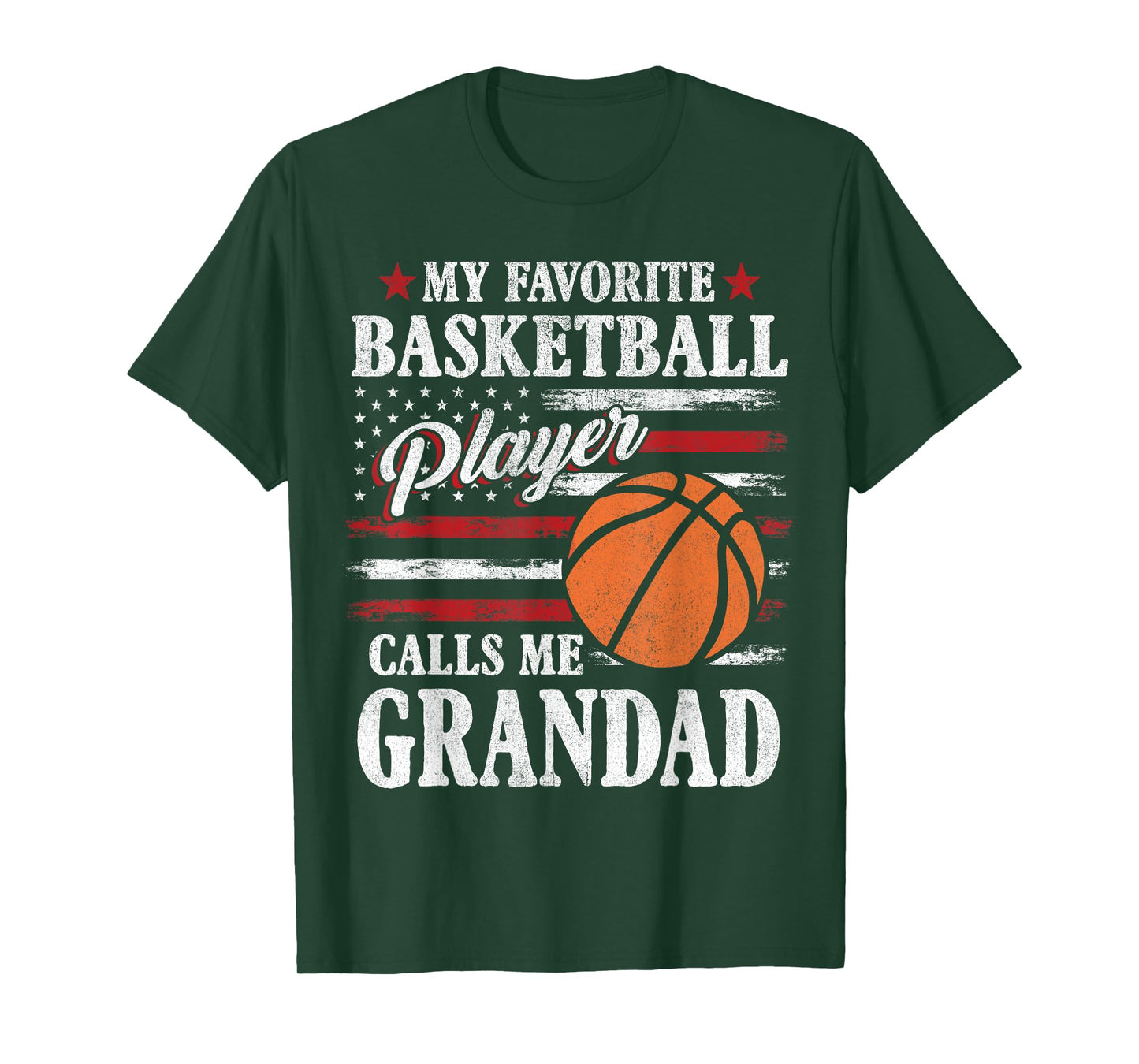 My Favorite Basketball Player Calls Me Grandad USA Flag T-Shirt