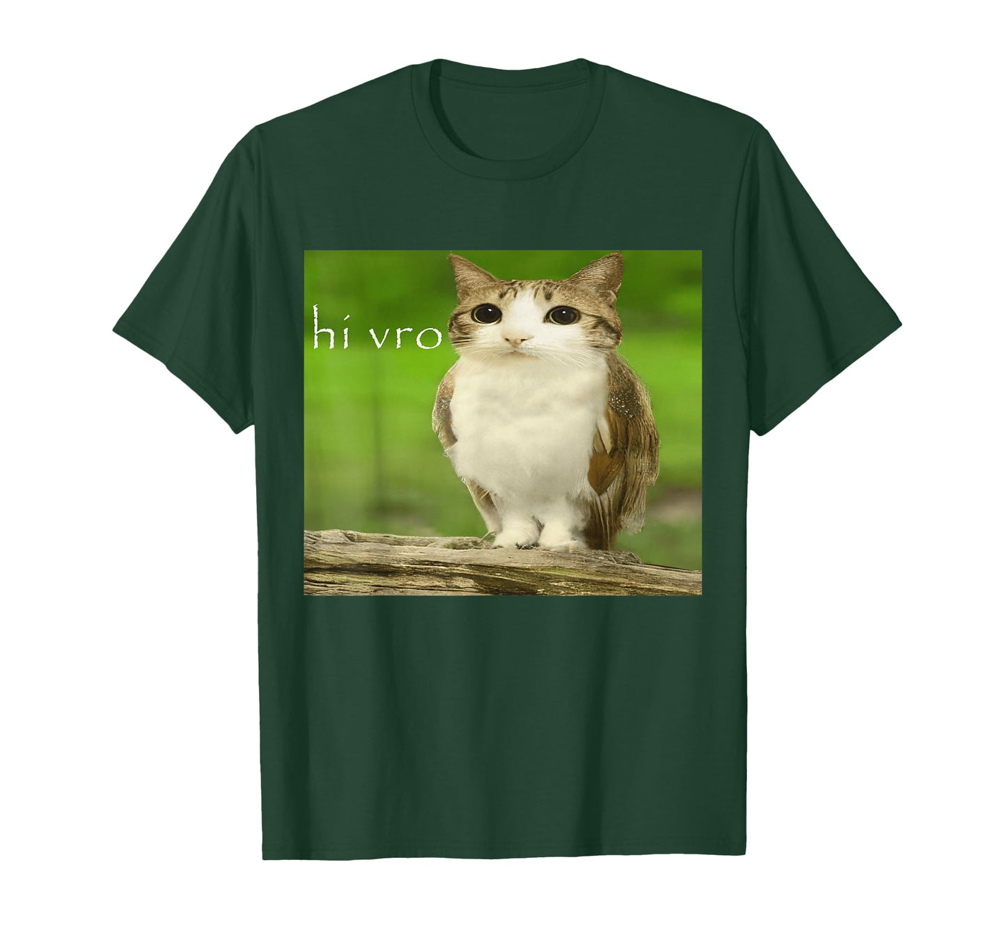 Cat Owl Funny Cursed Hello bro Brainrot Meowl hi vro Meme T-Shirt