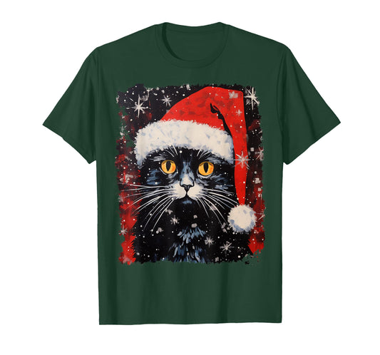 Christmas Black Cat T-Shirt