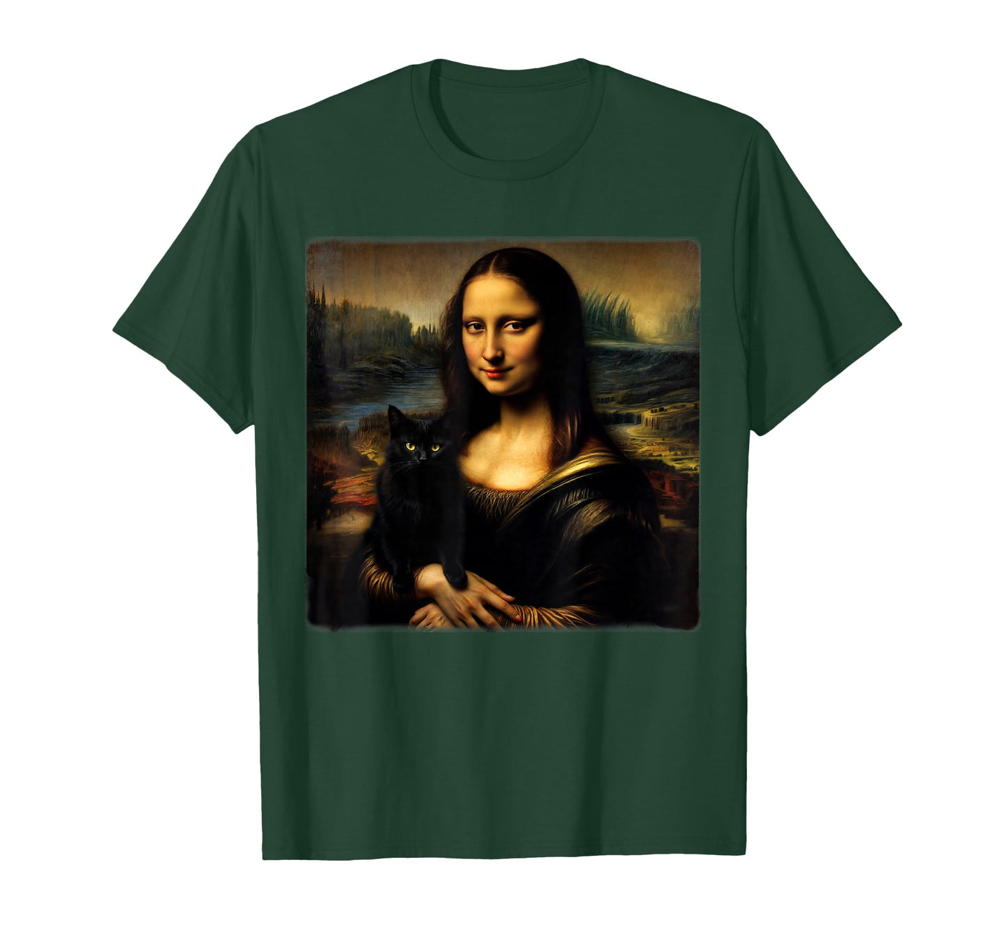 Mona Lisa Holding Black cat Black cat Mom Black cat Dad Cute T-Shirt