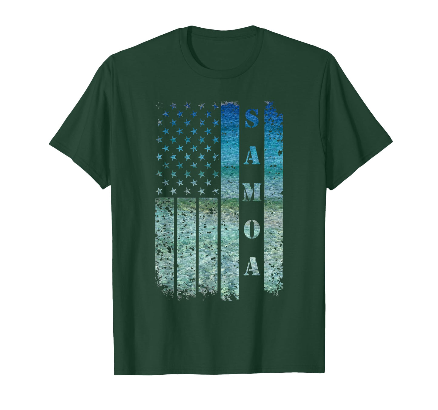 Vintage USA American Flag Samoa Samoan Beach Sunset Surfer T-Shirt