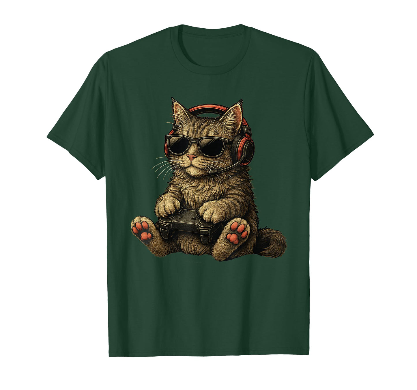 Kitten Cat Playing Video Games Vintage Funny Cat Gaming T-Shirt