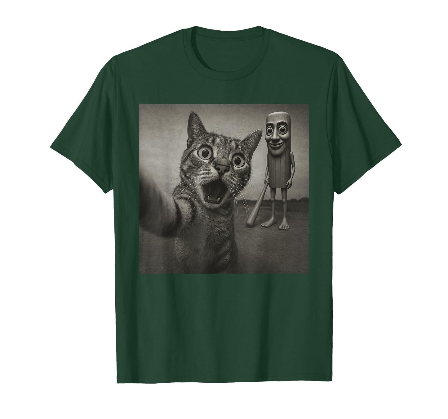 Cat Selfie Tung Tung Tung Sahur Italian Brainrot Funny Meme T-Shirt