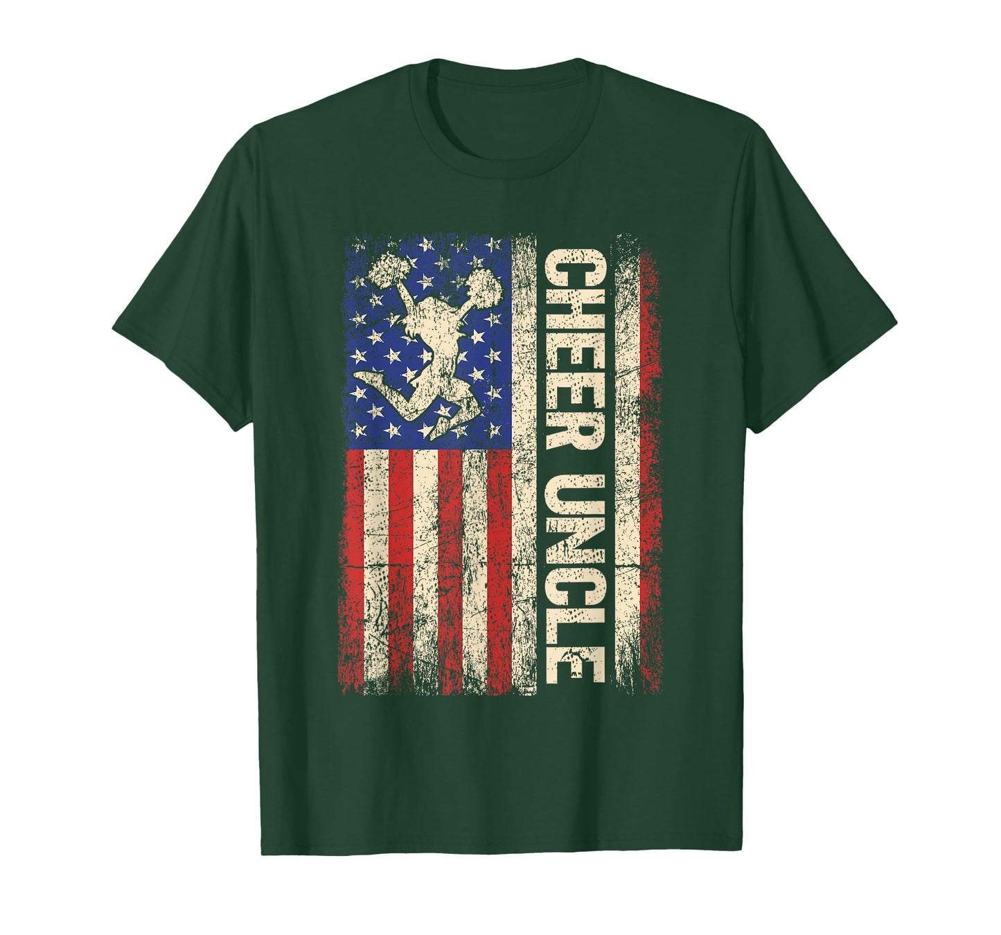 Funny Cheer Uncle Cheerleader Uncle American US Flag Men Tee T-Shirt