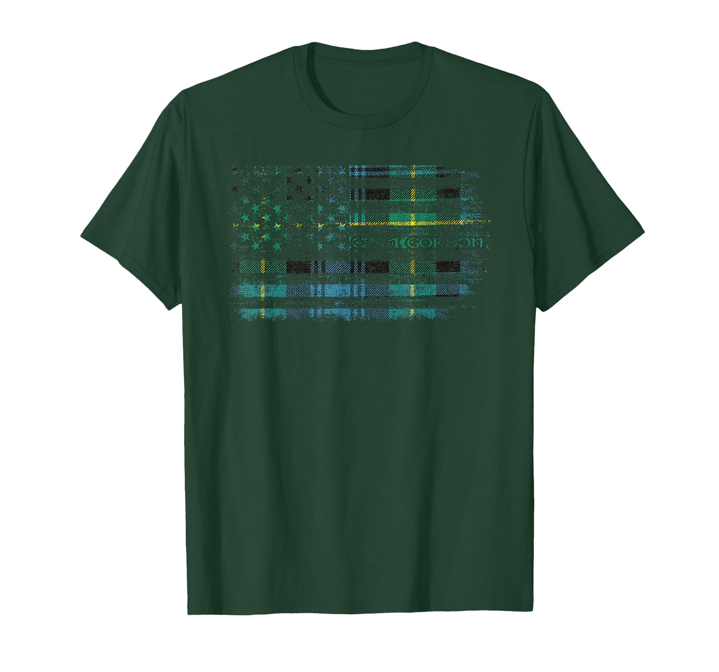 Clan Gordon Scottish tartan US flag kilt Scotland T-Shirt