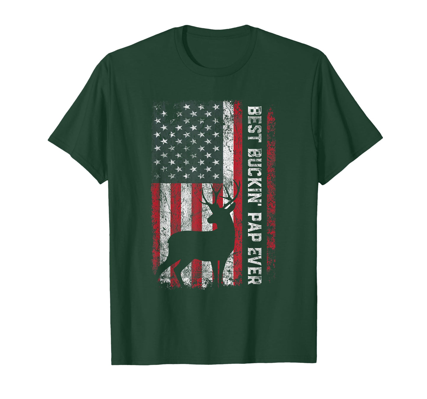 USA Flag Best Buckin' Pap Ever Deer Hunting Father's Day T-Shirt