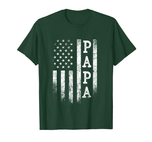 Papa American Flag Papa Gifts Patriotic Father's Day Long Sleeve T-Shirt