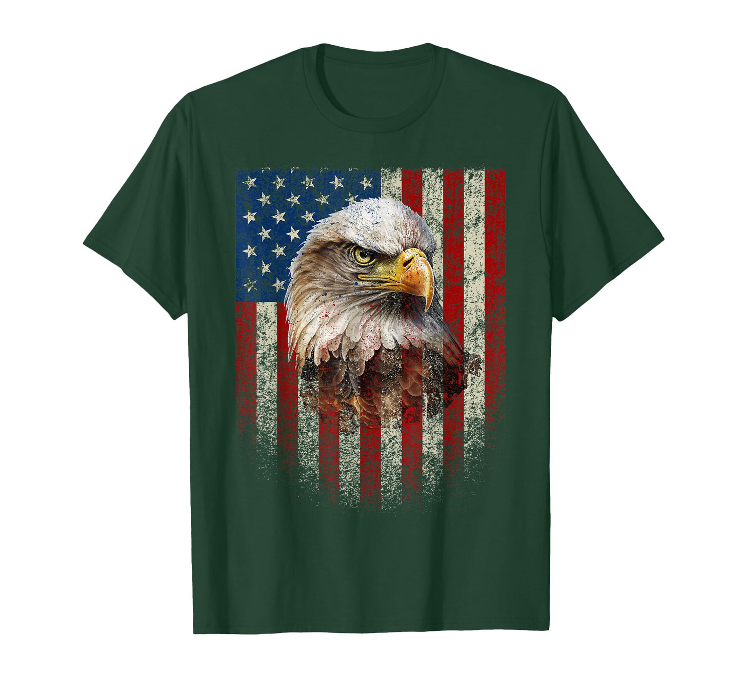 American Flag Bald Eagle Patriotic Red White Blue T-Shirt