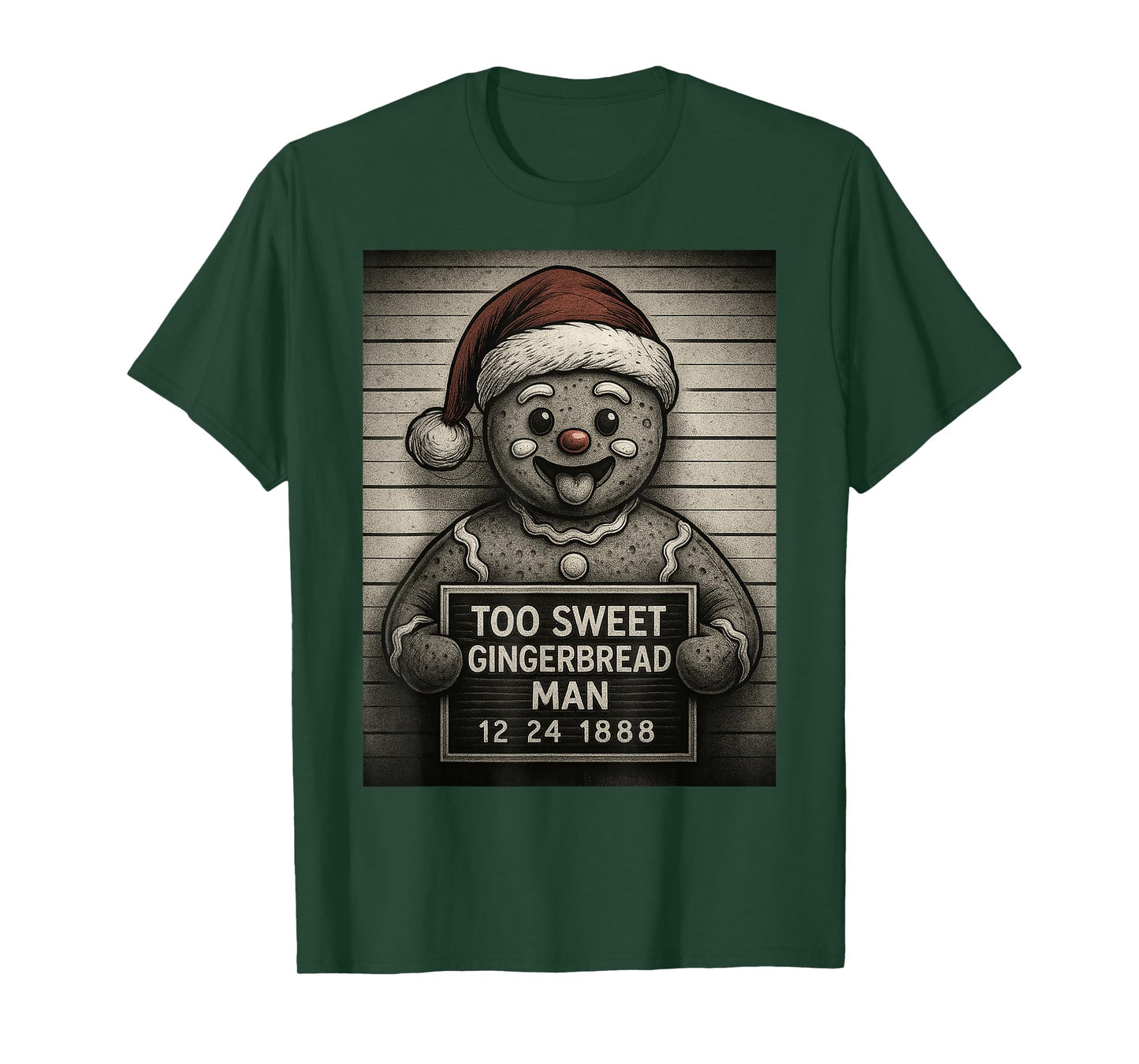 Cute Funny Gingerbread Man Mugshot Christmas Baking T-Shirt