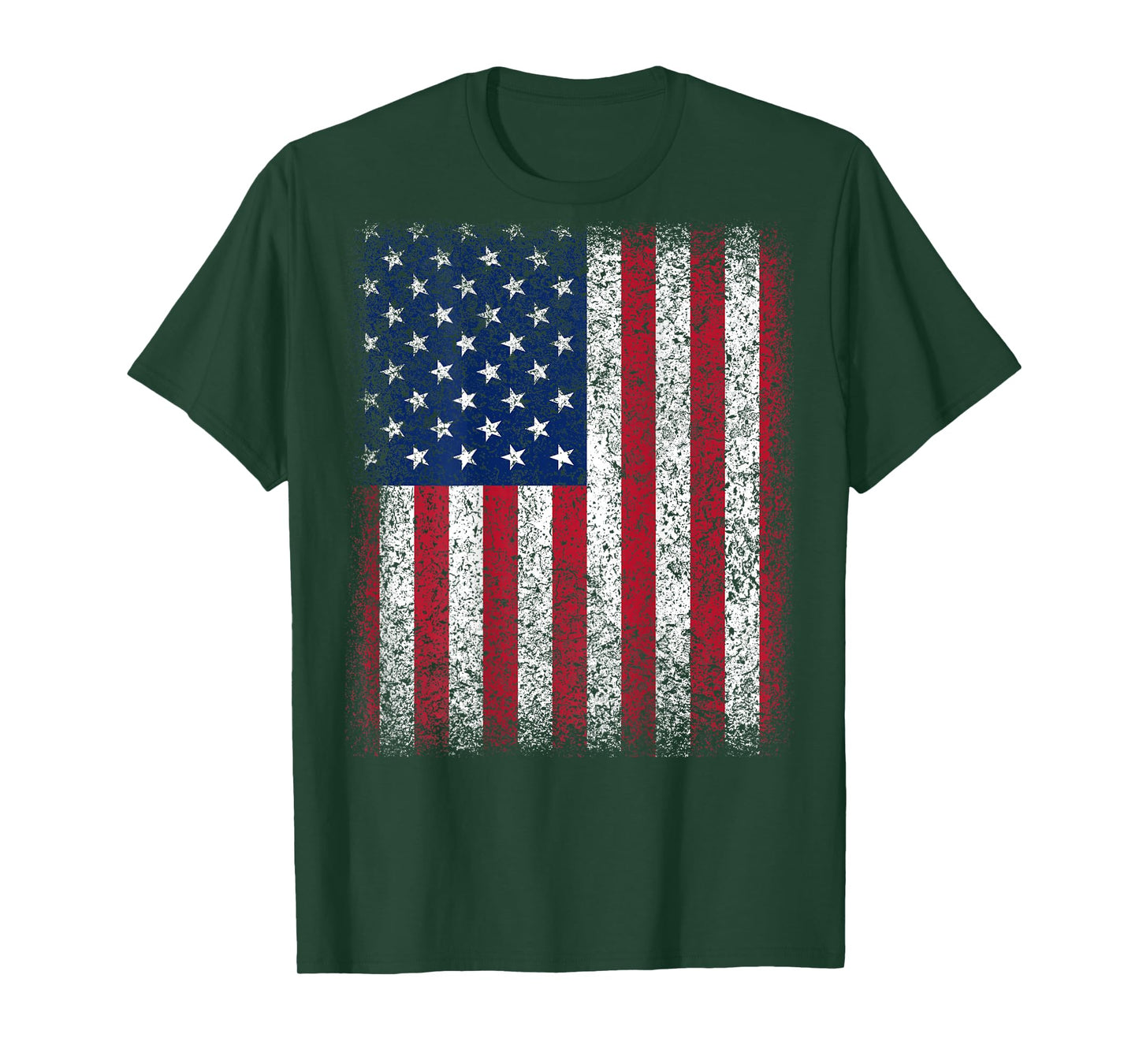 (Art on Back) American Flag Patriotic Red White Blue T-Shirt