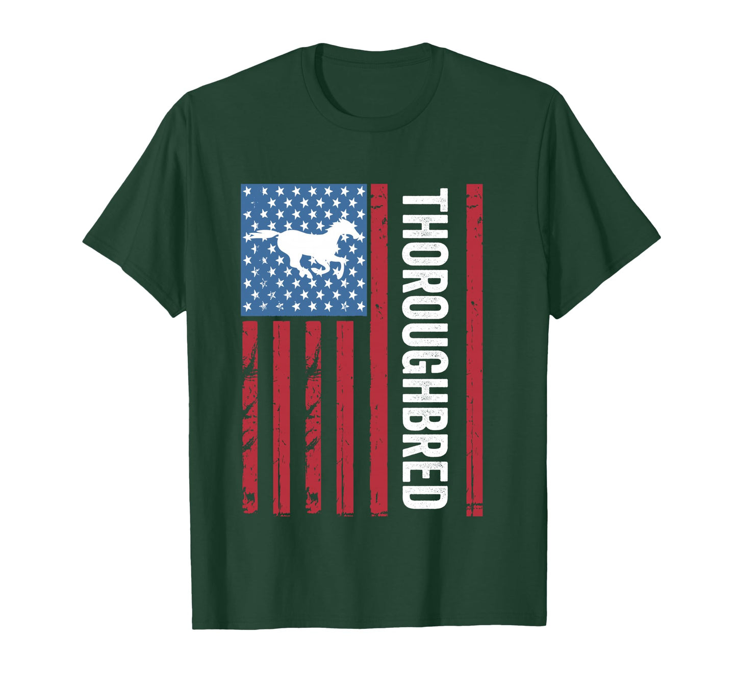 Thoroughbred Horse with American Flag, OTTB, Thoroughbred Long Sleeve T-Shirt