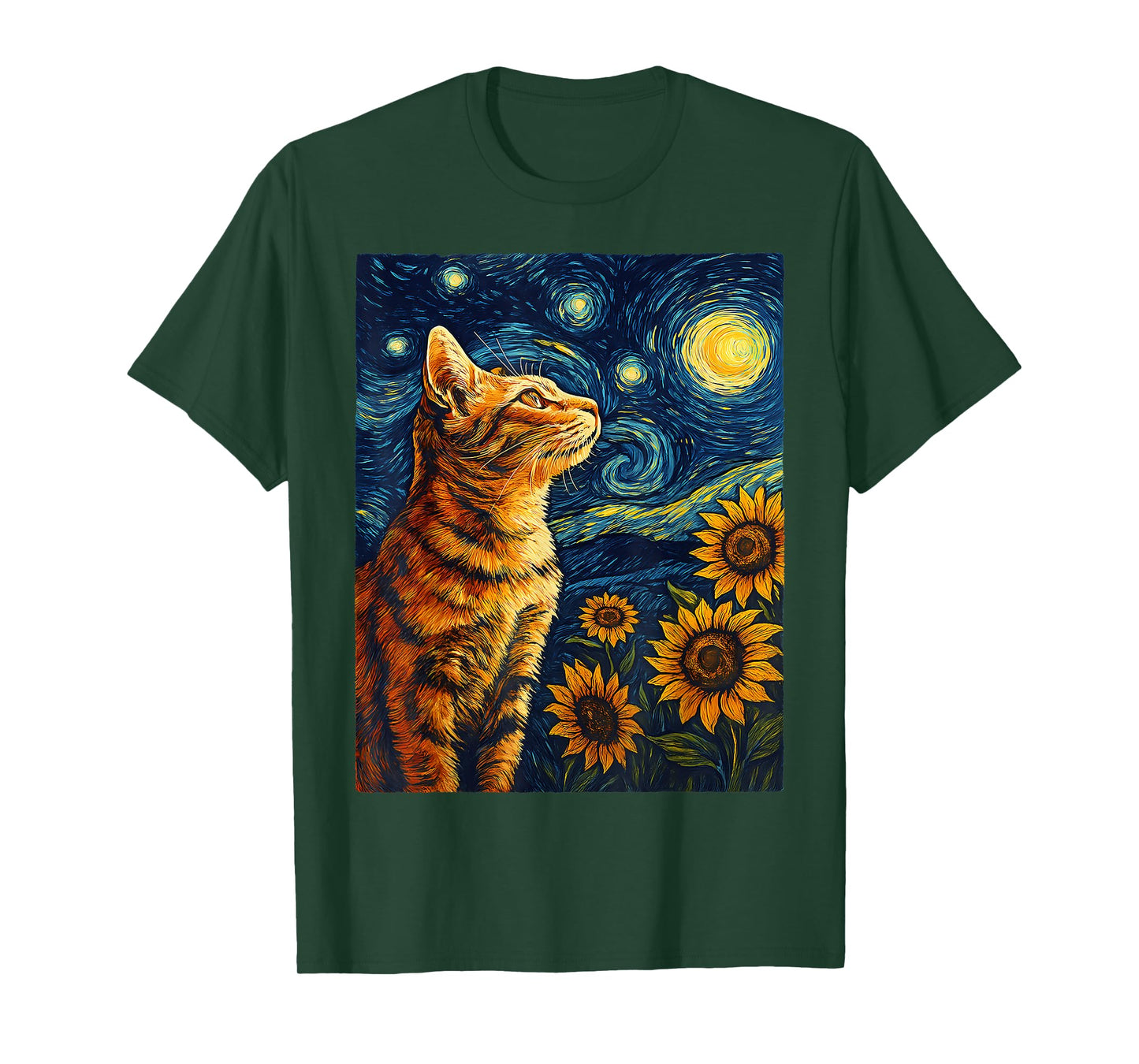 Van Gogh Starry Night Cat Shirt Van Gogh Cat Painting T-Shirt