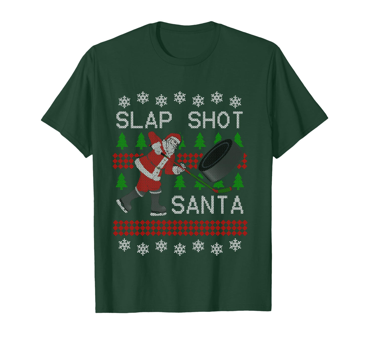 Funny Santa Hockey Ugly Christmas Sweater TShirt - Santa Tee Long Sleeve T-Shirt