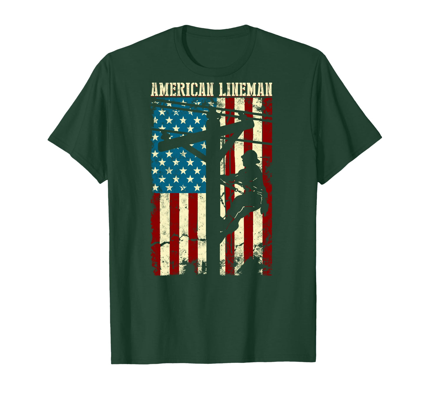 Lineman American flag Electric Cable gift Patriotic Lineman Long Sleeve T-Shirt