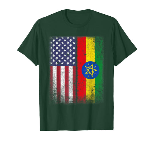 Ethiopian American Flag Ethiopia African Heritage Countries T-Shirt