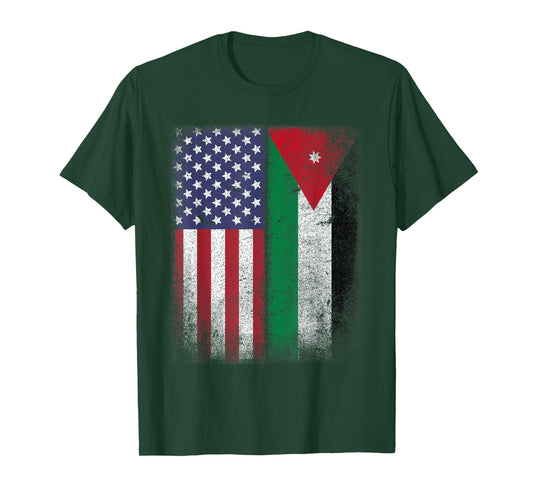 Jordanian American Flag Jordan Usa Country Gift T-Shirt