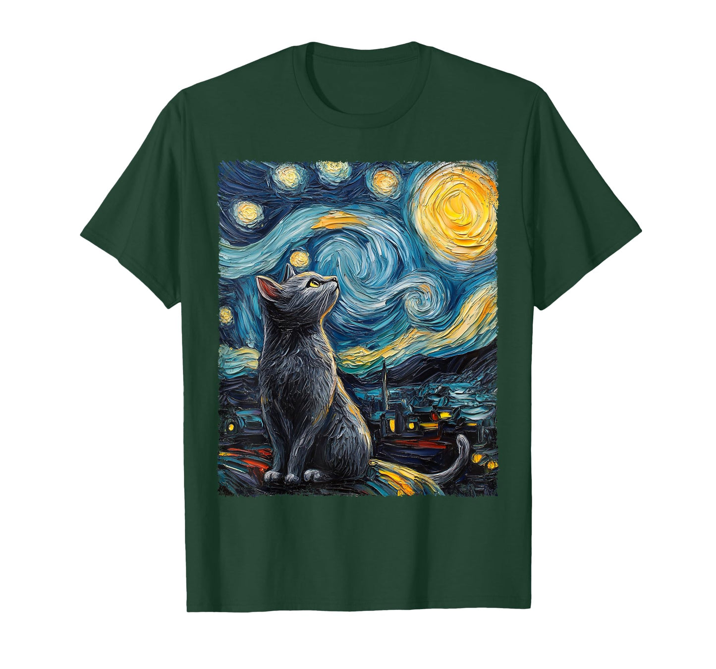 Colorful Van Gogh Starry Night Cat T-Shirt