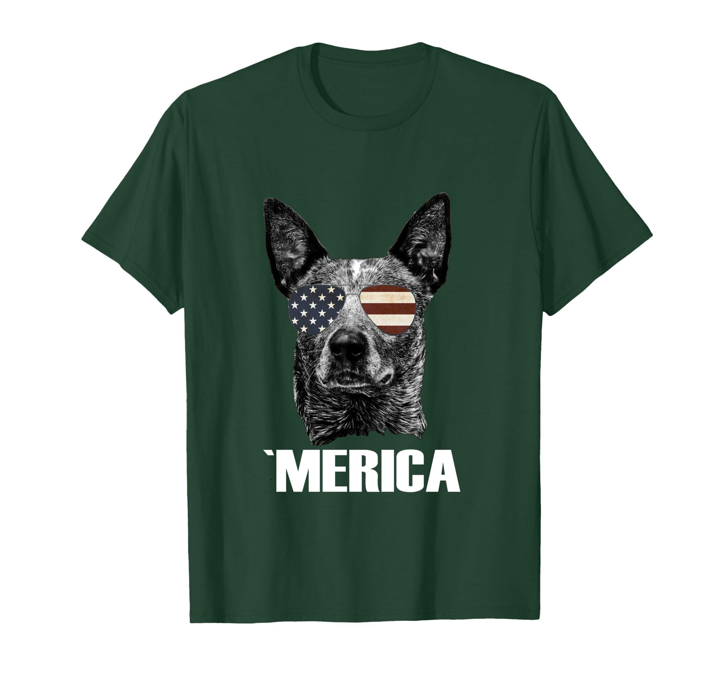 Australian Cattle Dog Merica USA flag sunglasses Gift Heeler Long Sleeve T-Shirt
