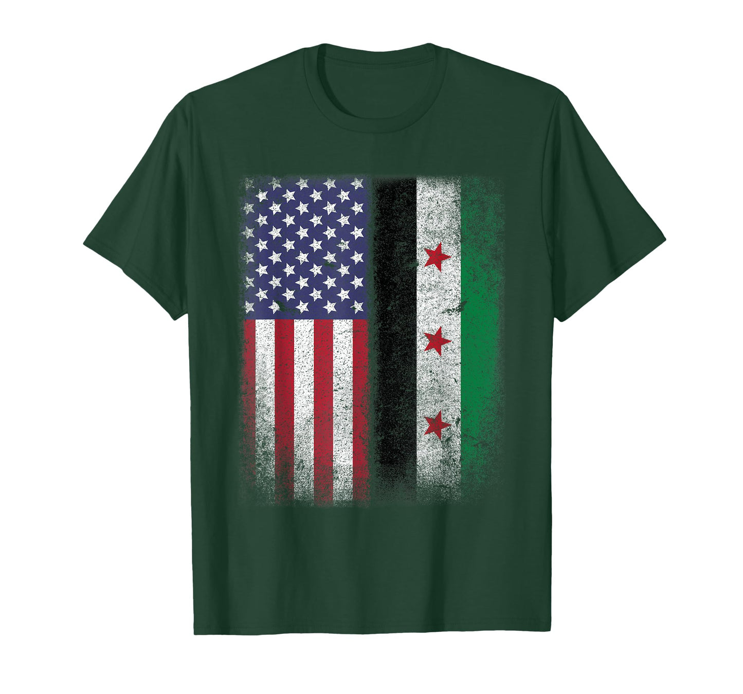 Syrian American Flag T-shirt Syria Usa Pride Women Kids Men T-Shirt