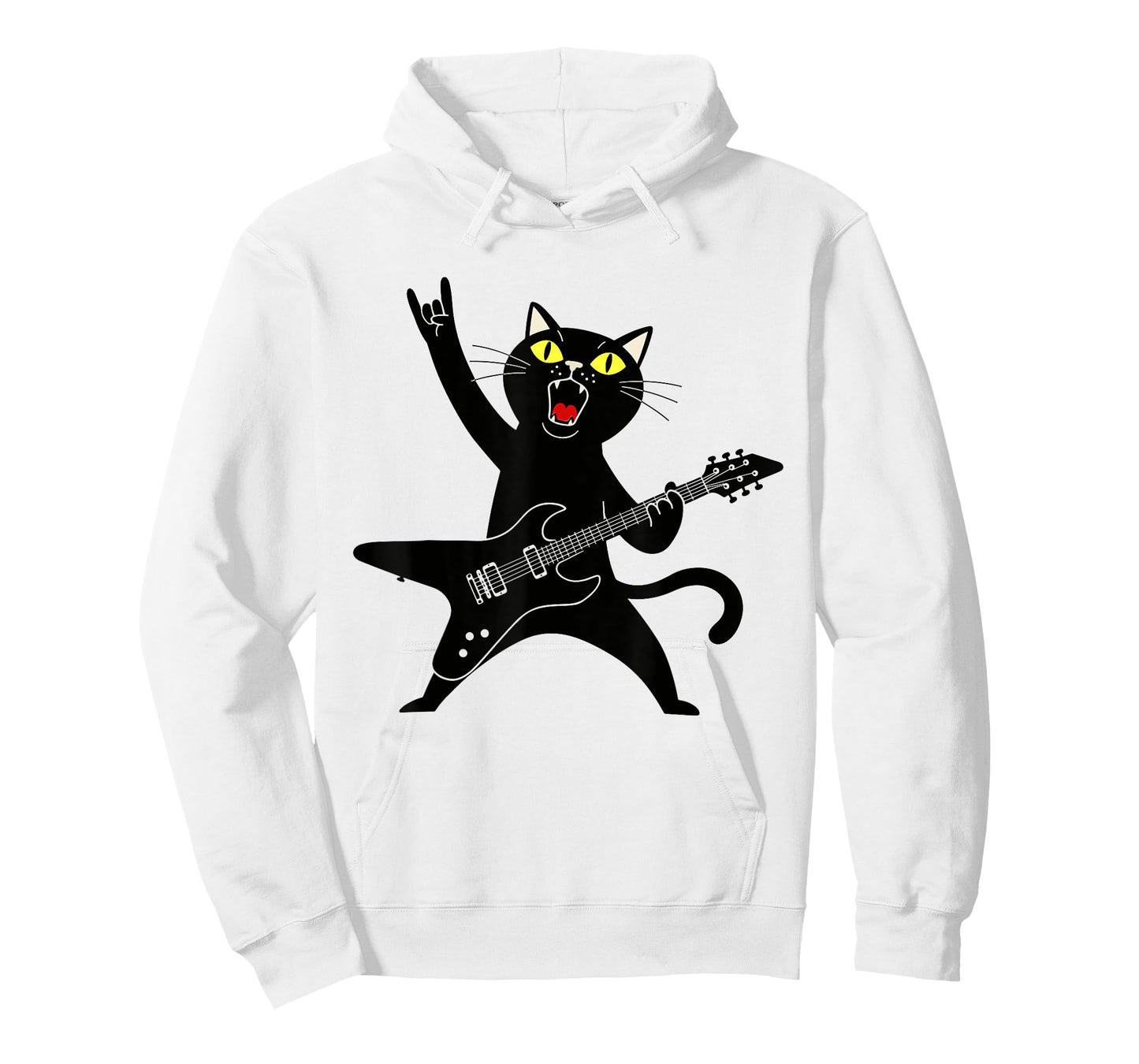 Rock and Roll Black Cat Playing Guitar T-Shirt
