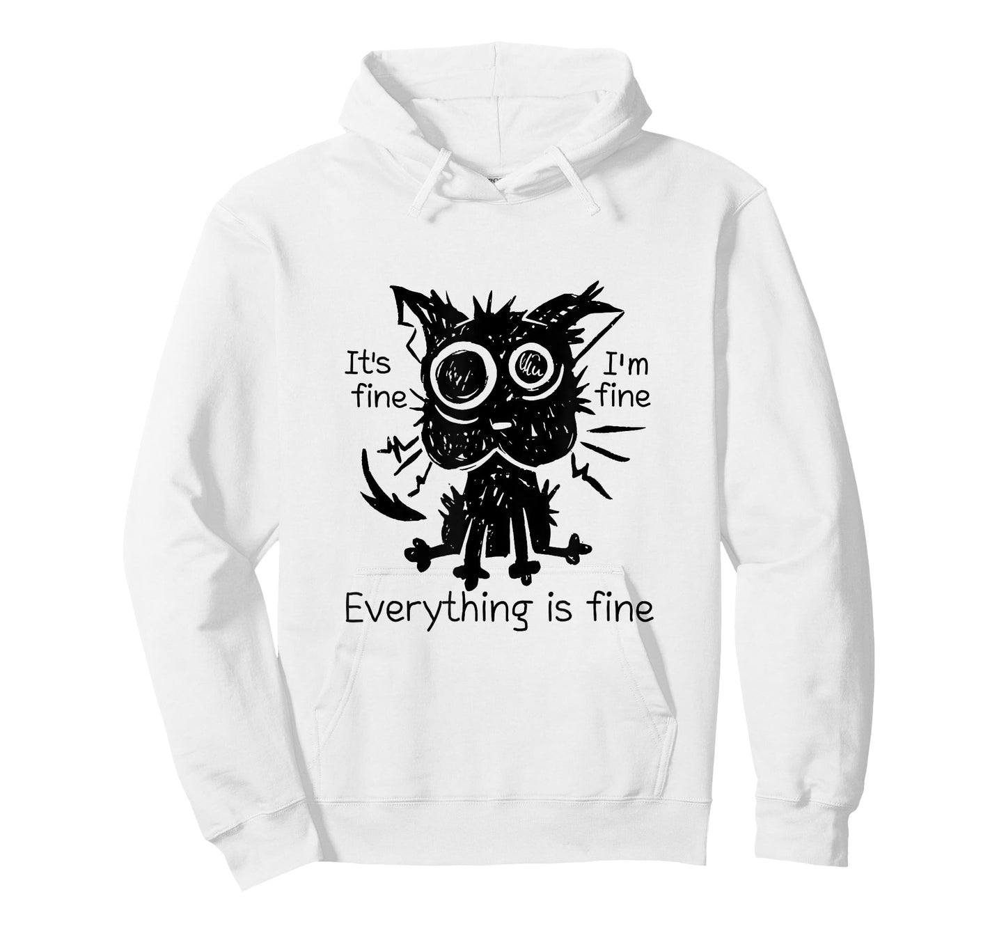 Everything is Fine Funny Stressed Out Cat Graphic T-Shirt for Men Women