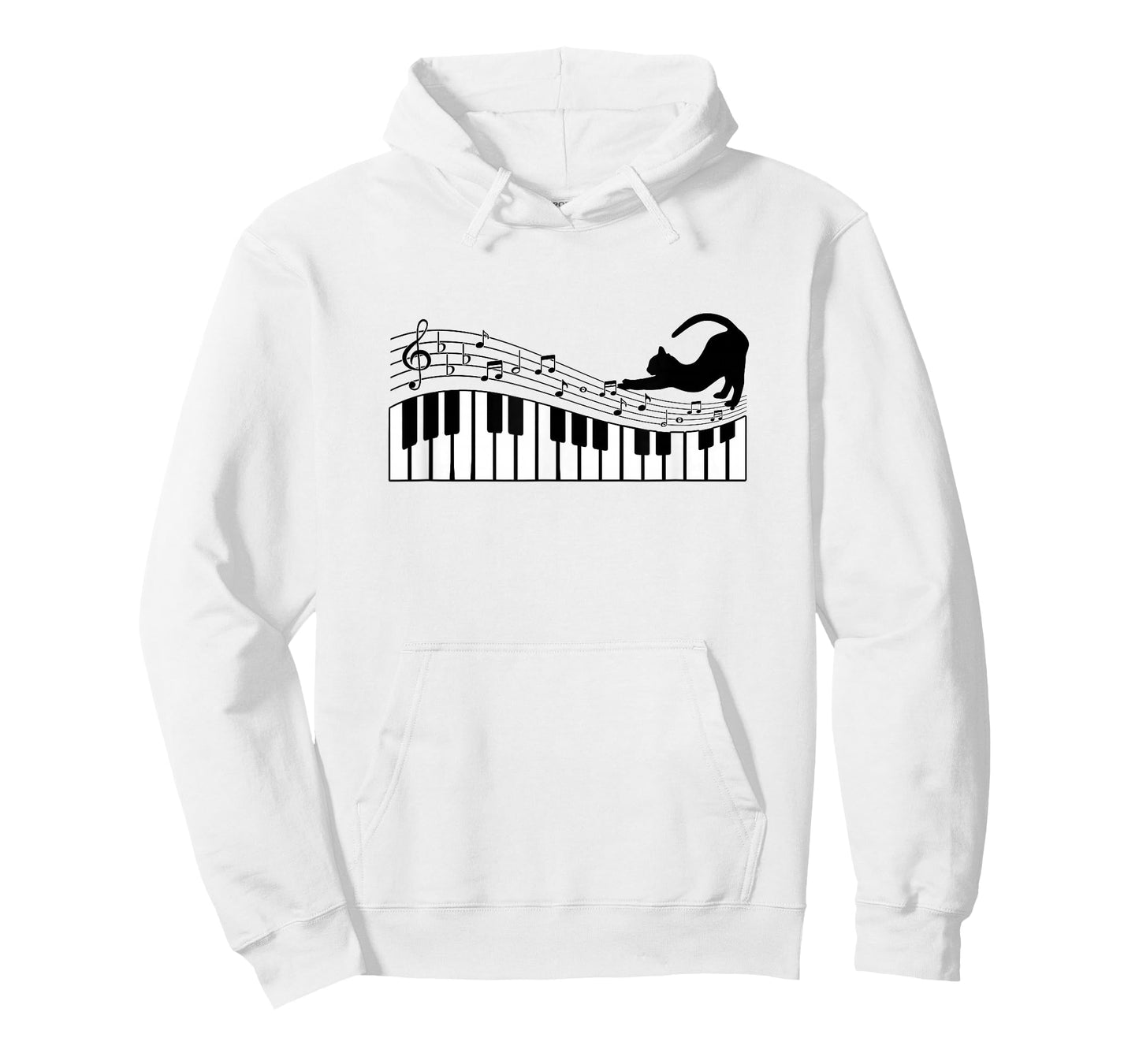 Cute Cat Kitty Playing Piano Music Clef Pianist Musician Art T-Shirt