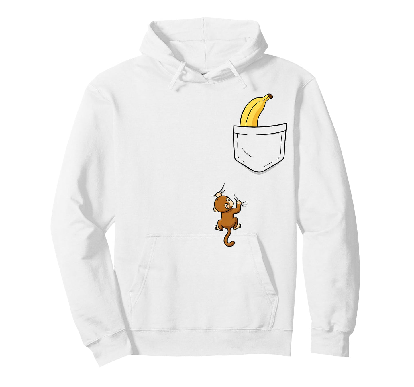 Monkey Climbs for Banana Funny Animal Pocket Design T-Shirt