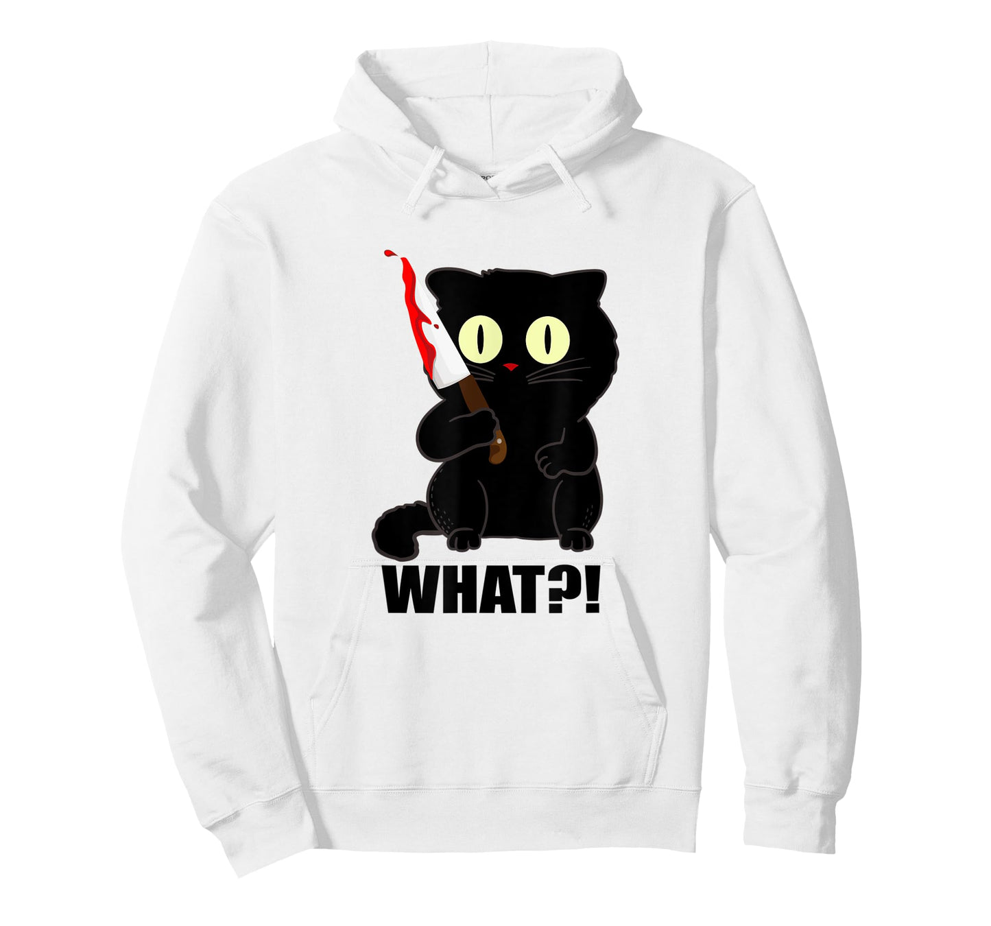 cat what funny scary black cat halloween with bloody knife Men Women T-Shirt